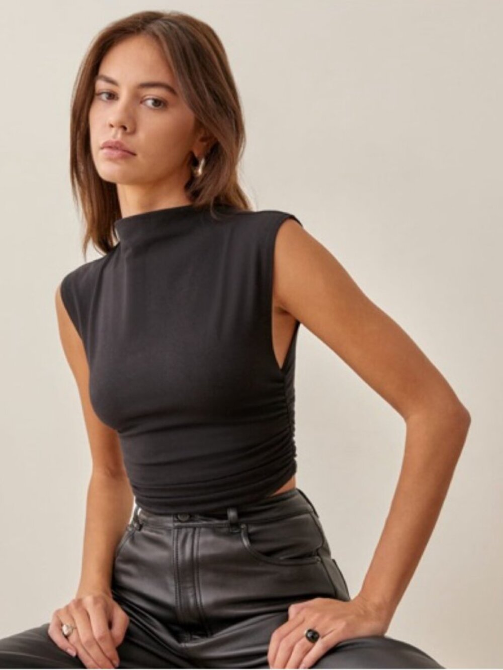 Reformation Lindy Knit Top in Black Size XS